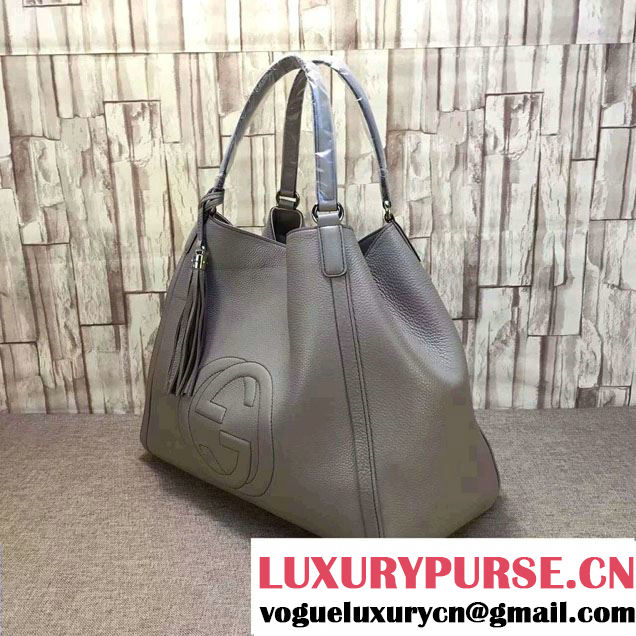 Gucci Soho Leather Shoulder Large Bag 282308 Gray