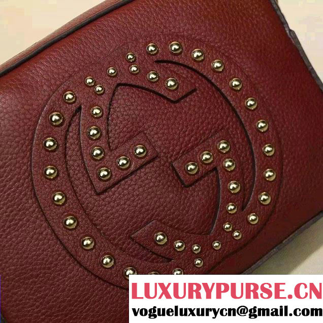Gucci Soho Studded Leather Disco Small Bag 308364 Burgundy