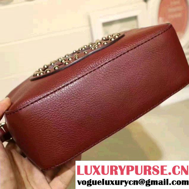 Gucci Soho Studded Leather Disco Small Bag 308364 Burgundy