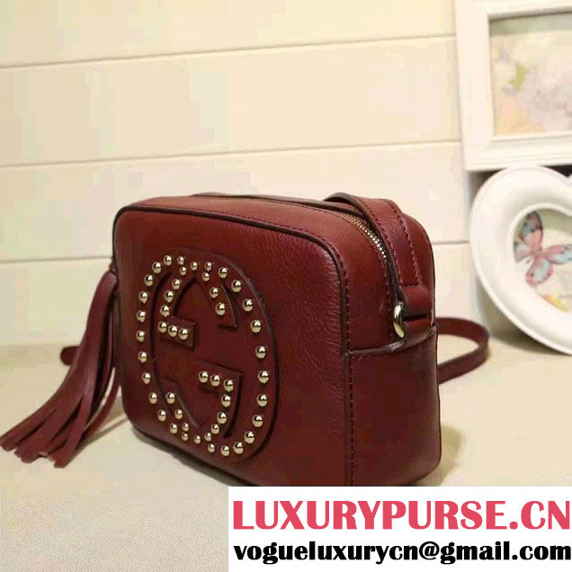 Gucci Soho Studded Leather Disco Small Bag 308364 Burgundy
