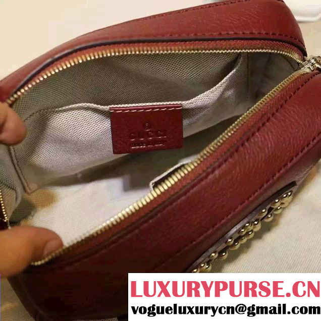 Gucci Soho Studded Leather Disco Small Bag 308364 Burgundy