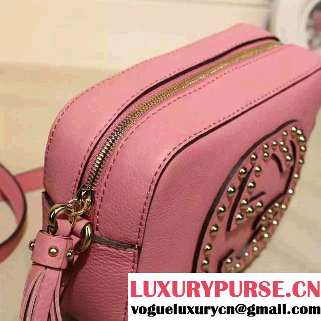 Gucci Soho Studded Leather Disco Small Bag 308364 Pink