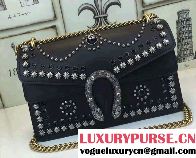 Gucci Dionysus Studded Shoulder Small Bag 400249 Black 2016