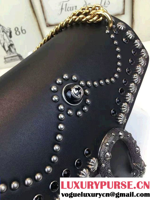 Gucci Dionysus Studded Shoulder Small Bag 400249 Black 2016