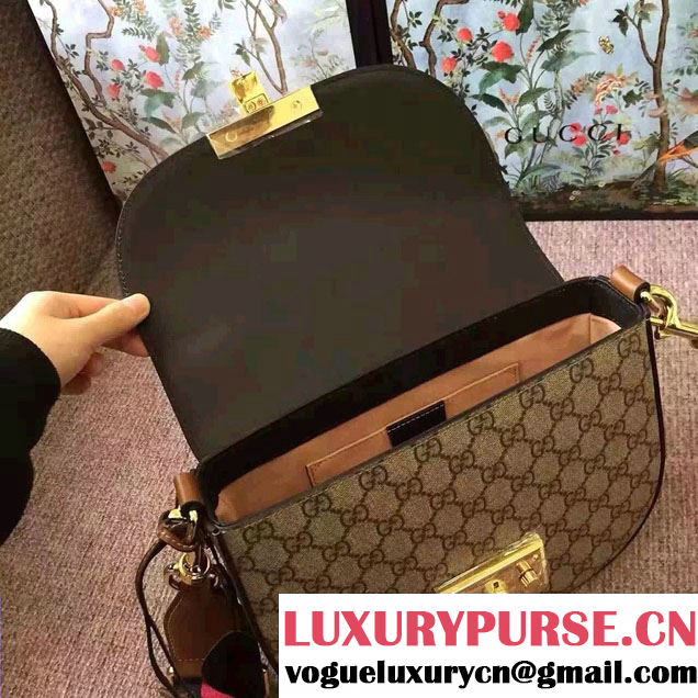 Gucci Padlock GG Supreme Shoulder Medium Bag 453189 Black/Brown 2016