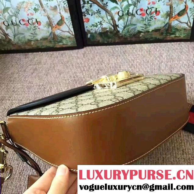 Gucci Padlock GG Supreme Shoulder Medium Bag 453189 Black/Brown 2016