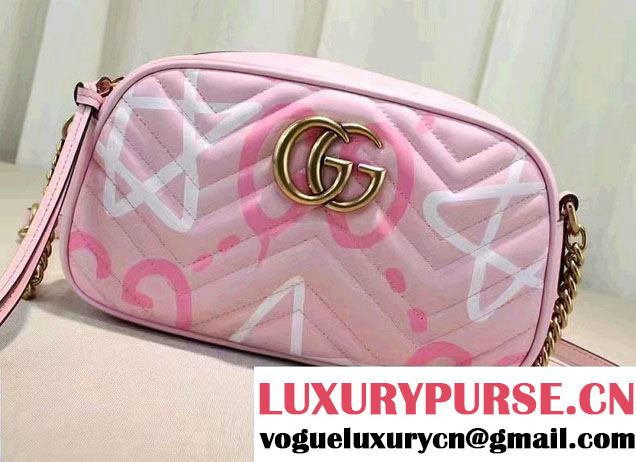 Gucci GG Marmont Matelassé Chevron Shoulder Small Bag 447632 Guccighost Pink 2016