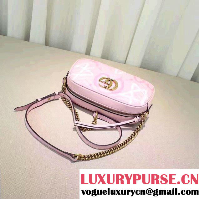 Gucci GG Marmont Matelassé Chevron Shoulder Small Bag 447632 Guccighost Pink 2016