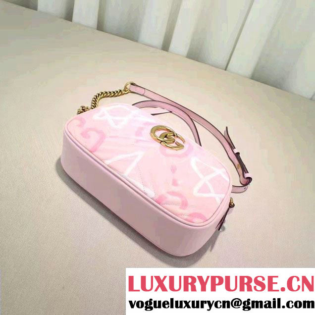 Gucci GG Marmont Matelassé Chevron Shoulder Small Bag 447632 Guccighost Pink 2016