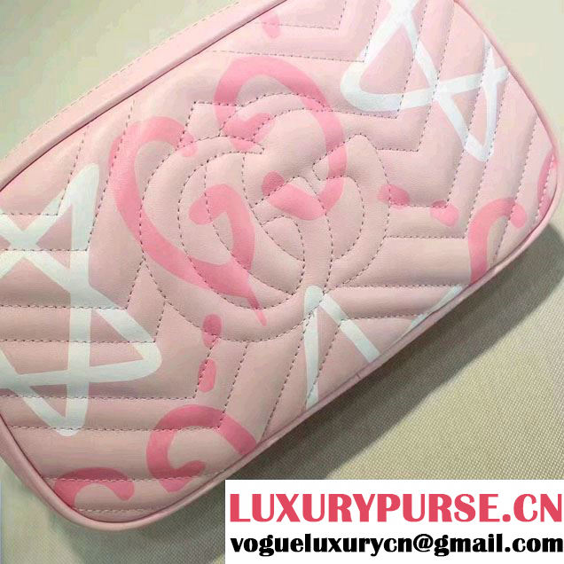 Gucci GG Marmont Matelassé Chevron Shoulder Small Bag 447632 Guccighost Pink 2016