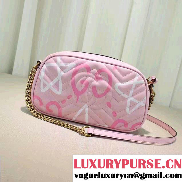 Gucci GG Marmont Matelassé Chevron Shoulder Small Bag 447632 Guccighost Pink 2016