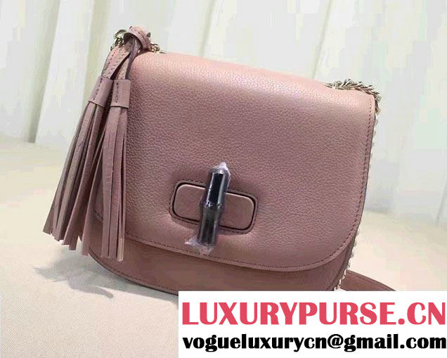 Gucci Leather Tassel Chain Shoulder Bag 387610 Nude Pink 2016