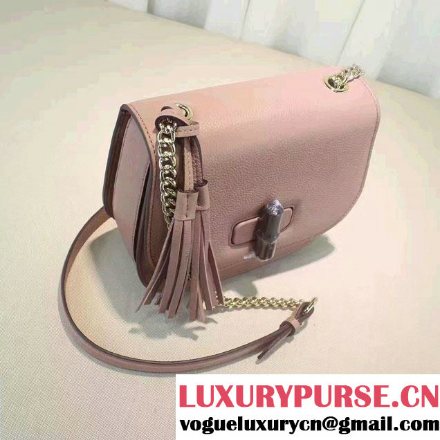 Gucci Leather Tassel Chain Shoulder Bag 387610 Nude Pink 2016