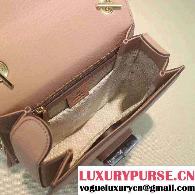 Gucci Leather Tassel Chain Shoulder Bag 387610 Nude Pink 2016