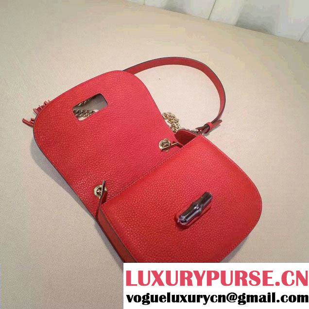Gucci Leather Tassel Chain Shoulder Bag 387610 Red 2016