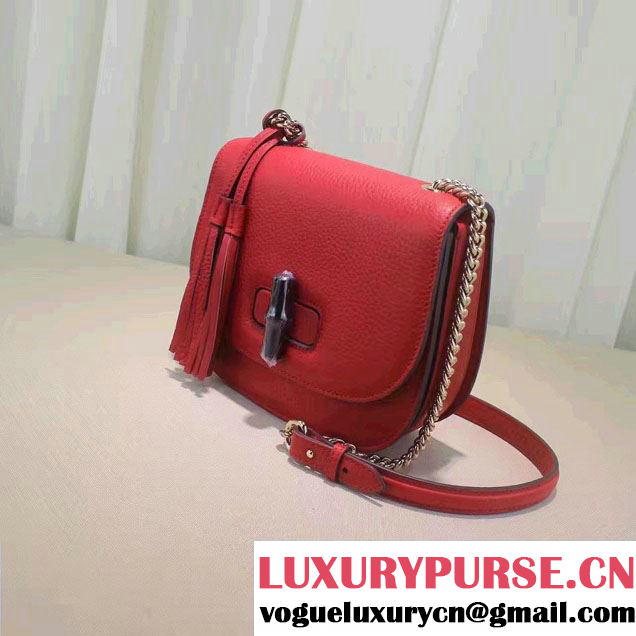Gucci Leather Tassel Chain Shoulder Bag 387610 Red 2016