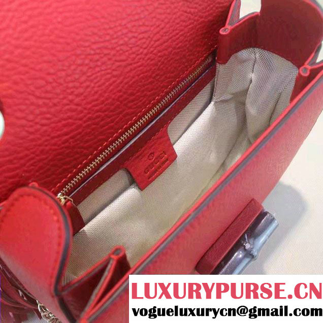 Gucci Leather Tassel Chain Shoulder Bag 387610 Red 2016