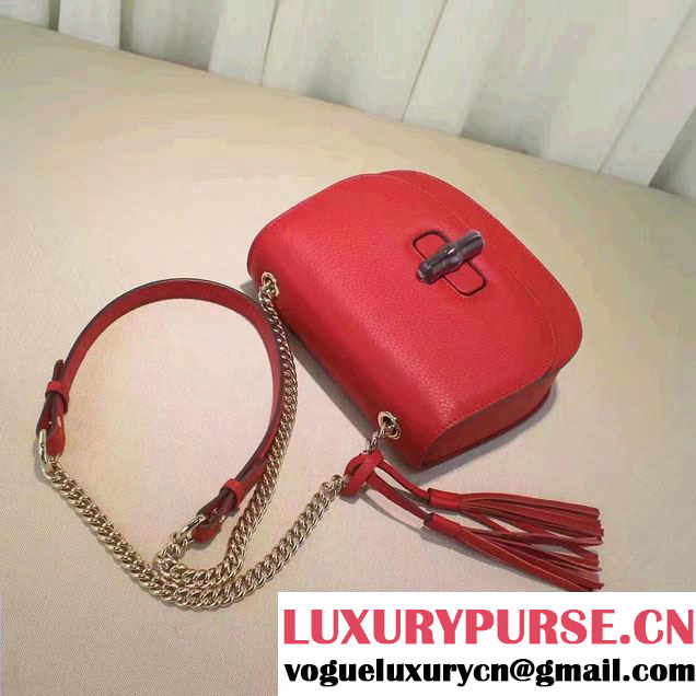 Gucci Leather Tassel Chain Shoulder Bag 387610 Red 2016