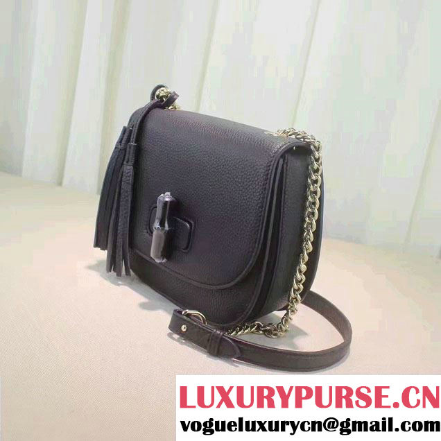 Gucci Leather Tassel Chain Shoulder Bag 387610 Black 2016