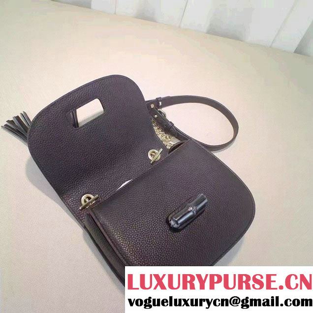 Gucci Leather Tassel Chain Shoulder Bag 387610 Black 2016