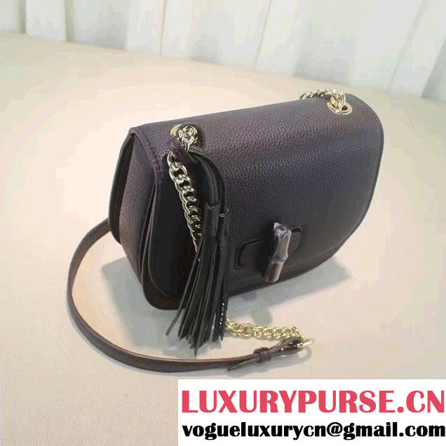 Gucci Leather Tassel Chain Shoulder Bag 387610 Black 2016