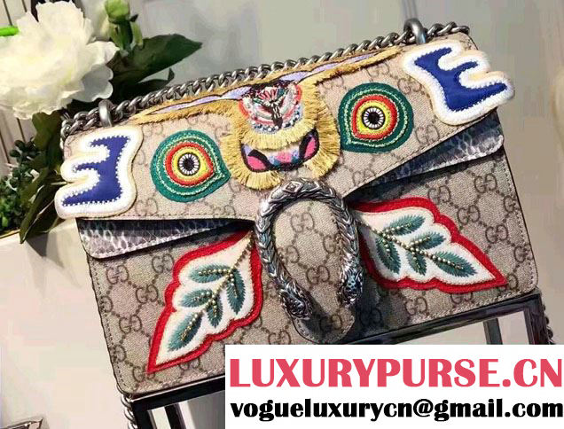 Gucci Face Embroidered Dionysus GG Supreme Small Bag 400249 2016