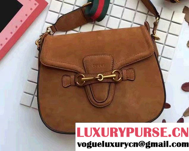 Gucci Lady Web Suede Shoulder Medium Bag 380573 Brown 2016