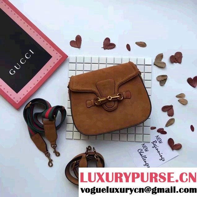Gucci Lady Web Suede Shoulder Medium Bag 380573 Brown 2016