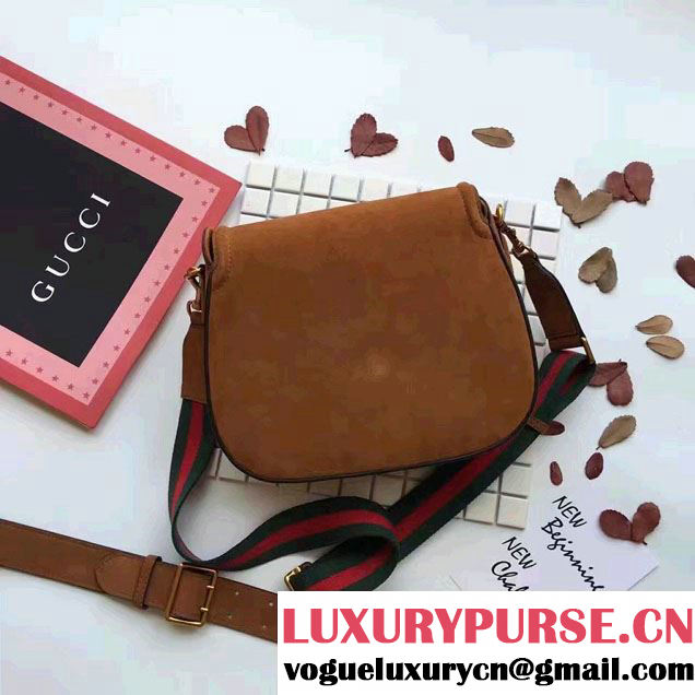 Gucci Lady Web Suede Shoulder Medium Bag 380573 Brown 2016