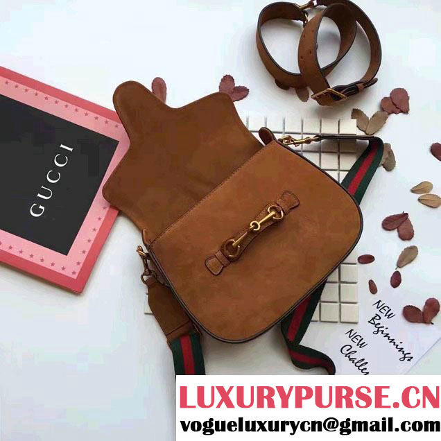 Gucci Lady Web Suede Shoulder Medium Bag 380573 Brown 2016