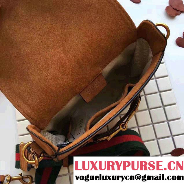 Gucci Lady Web Suede Shoulder Small Bag 380573 Brown 2016