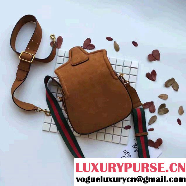 Gucci Lady Web Suede Shoulder Small Bag 380573 Brown 2016