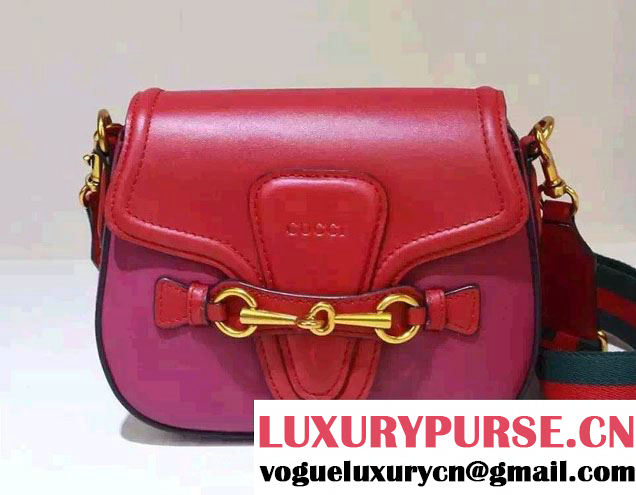 Gucci Lady Web Leather Shoulder Small Bag 384821 Red/Fuchsia