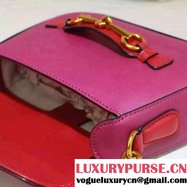 Gucci Lady Web Leather Shoulder Small Bag 384821 Red/Fuchsia