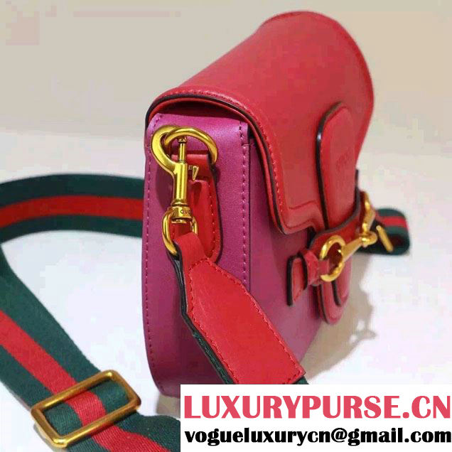 Gucci Lady Web Leather Shoulder Small Bag 384821 Red/Fuchsia