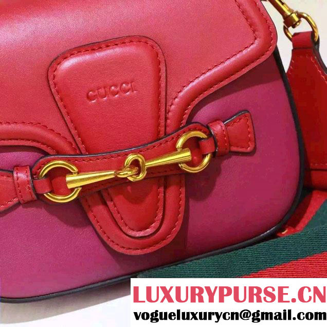 Gucci Lady Web Leather Shoulder Small Bag 384821 Red/Fuchsia