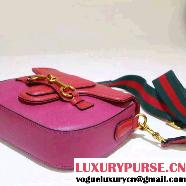 Gucci Lady Web Leather Shoulder Small Bag 384821 Red/Fuchsia