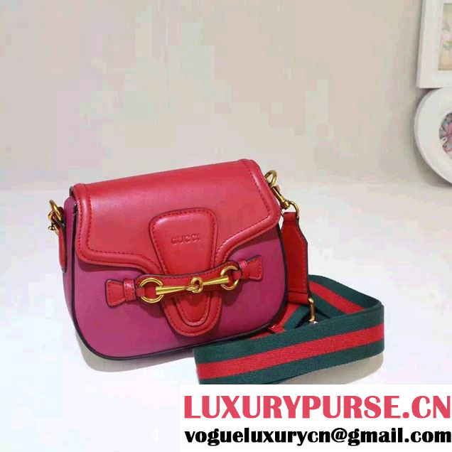 Gucci Lady Web Leather Shoulder Small Bag 384821 Red/Fuchsia