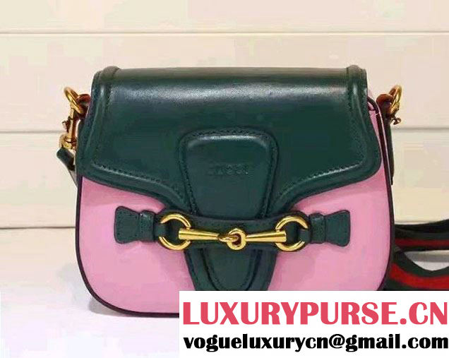 Gucci Lady Web Leather Shoulder Small Bag 384821 Green/Pink