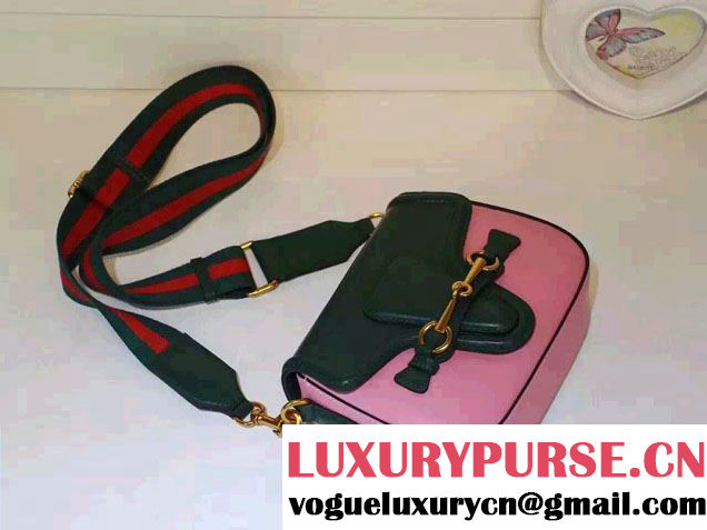 Gucci Lady Web Leather Shoulder Small Bag 384821 Green/Pink