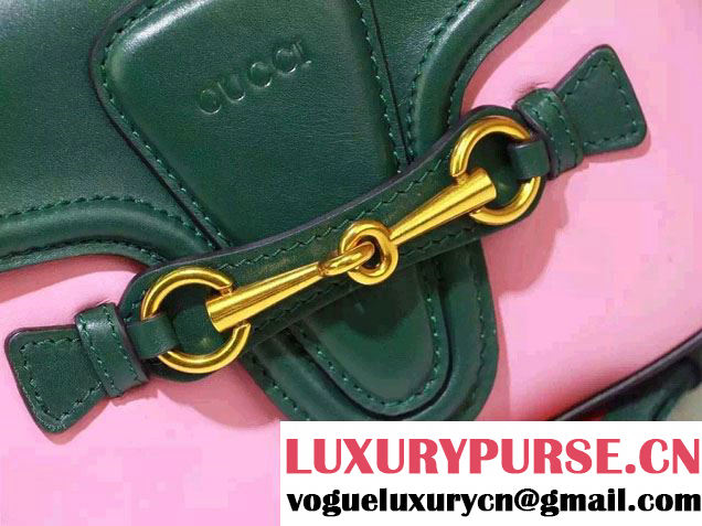 Gucci Lady Web Leather Shoulder Small Bag 384821 Green/Pink