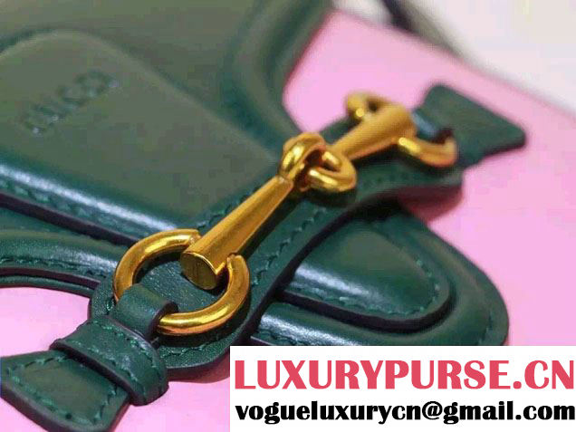 Gucci Lady Web Leather Shoulder Small Bag 384821 Green/Pink