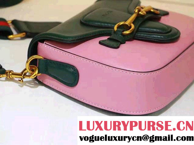 Gucci Lady Web Leather Shoulder Small Bag 384821 Green/Pink