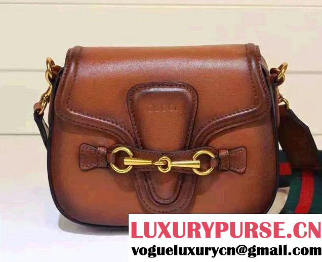 Gucci Lady Web Leather Shoulder Small Bag 384821 Brown