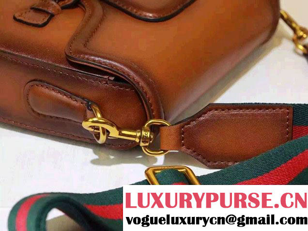 Gucci Lady Web Leather Shoulder Small Bag 384821 Brown