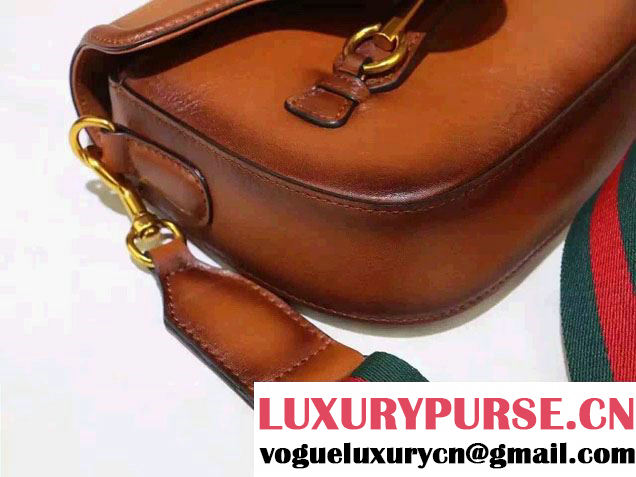 Gucci Lady Web Leather Shoulder Small Bag 384821 Brown