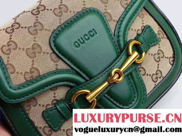 Gucci Lady Web Original GG Canvas Shoulder Small Bag 384821 Green