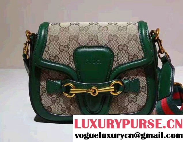 Gucci Lady Web Original GG Canvas Shoulder Small Bag 384821 Green