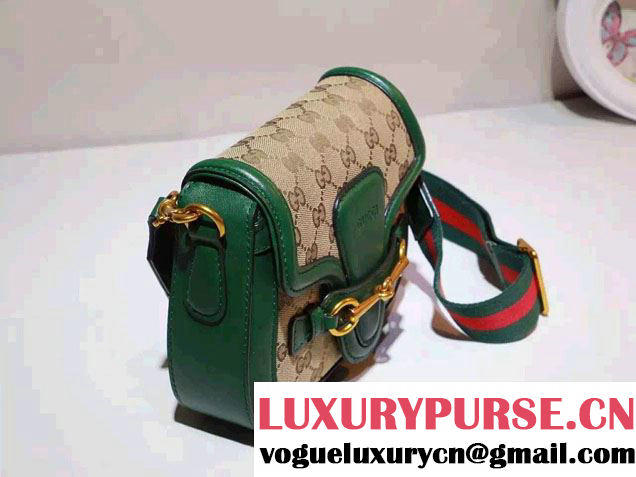 Gucci Lady Web Original GG Canvas Shoulder Small Bag 384821 Green