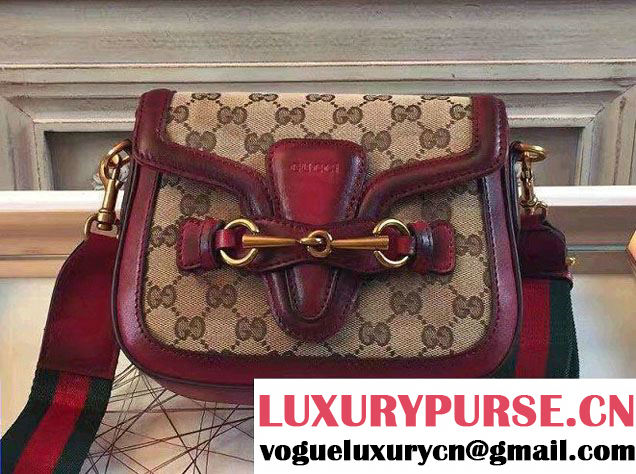 Gucci Lady Web Original GG Canvas Shoulder Small Bag 384821 Burgundy